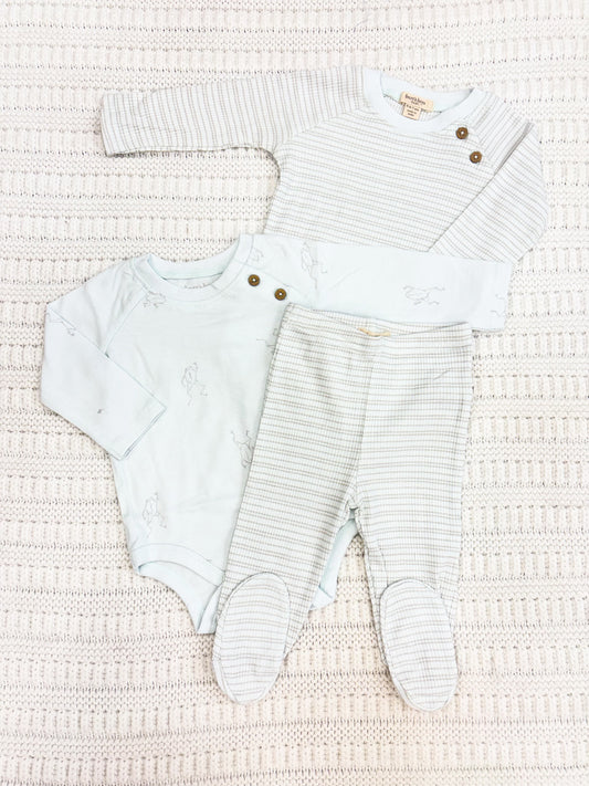 Infant Boy Frog Three Piece Bodysuit and Pants Set