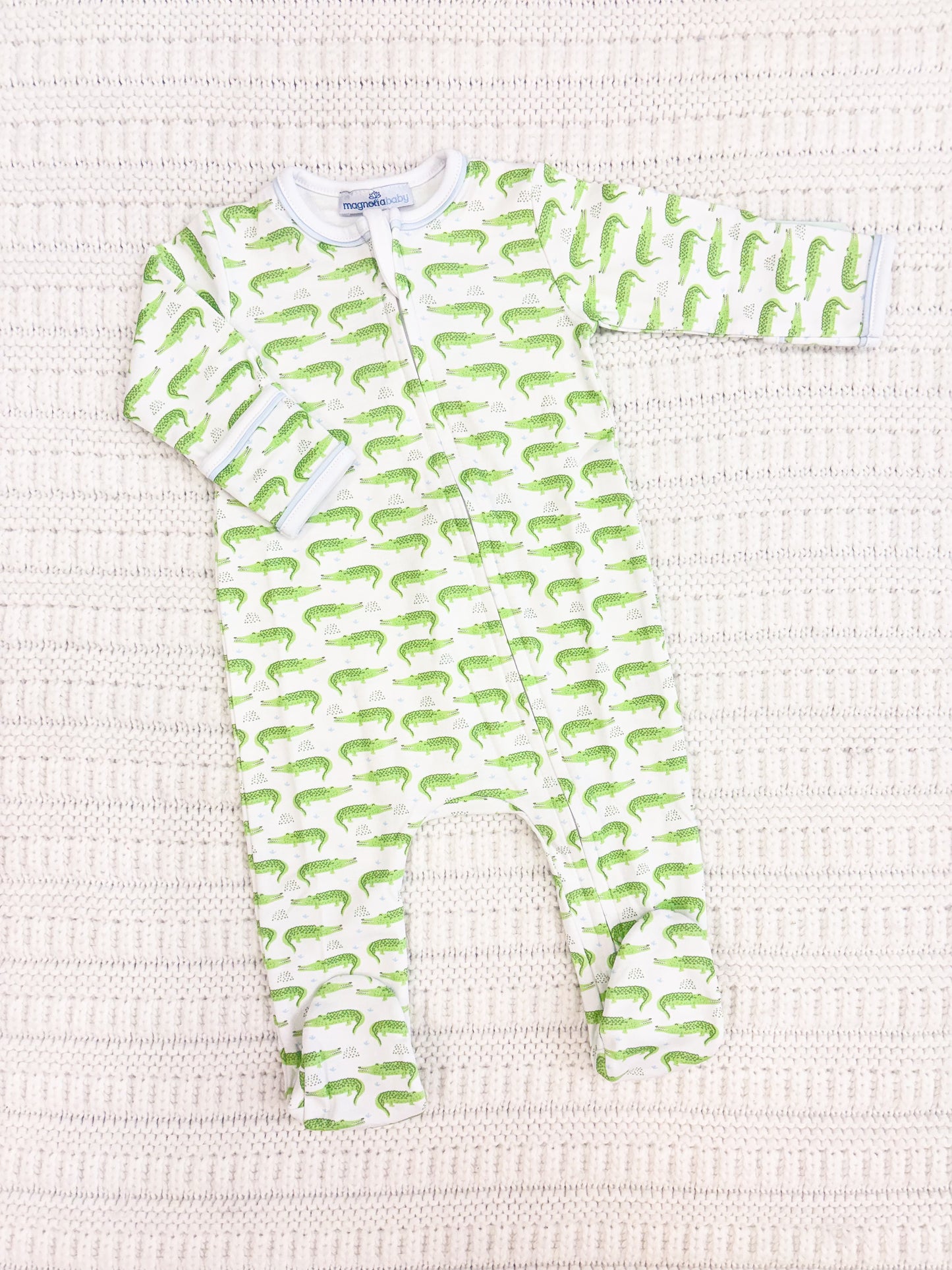 Baby Boys Bayou Baby Print Zip Footie