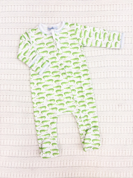 Baby Boys Bayou Baby Print Zip Footie