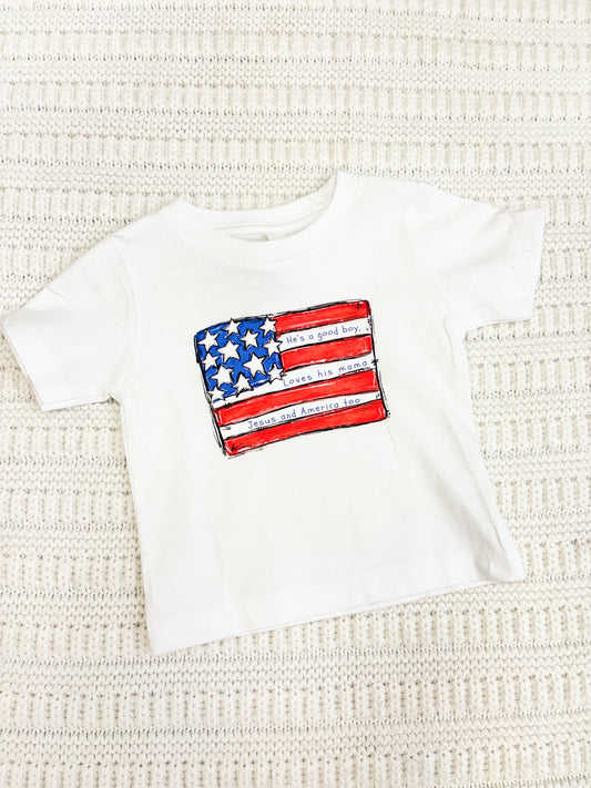 Infant And Toddler Boys American Flag Graphic Tee