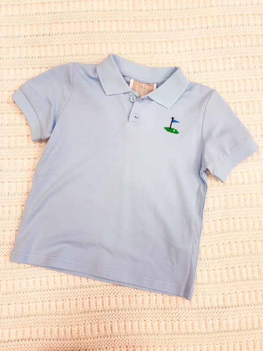 Baby Boy Light Blue Golf Hole Polo Shirt
