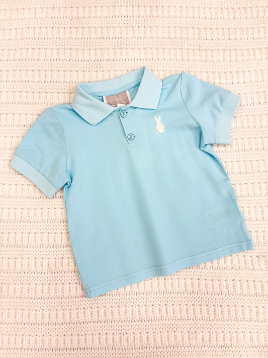 Baby Boy Light Blue Easter Bunny Polo Shirt