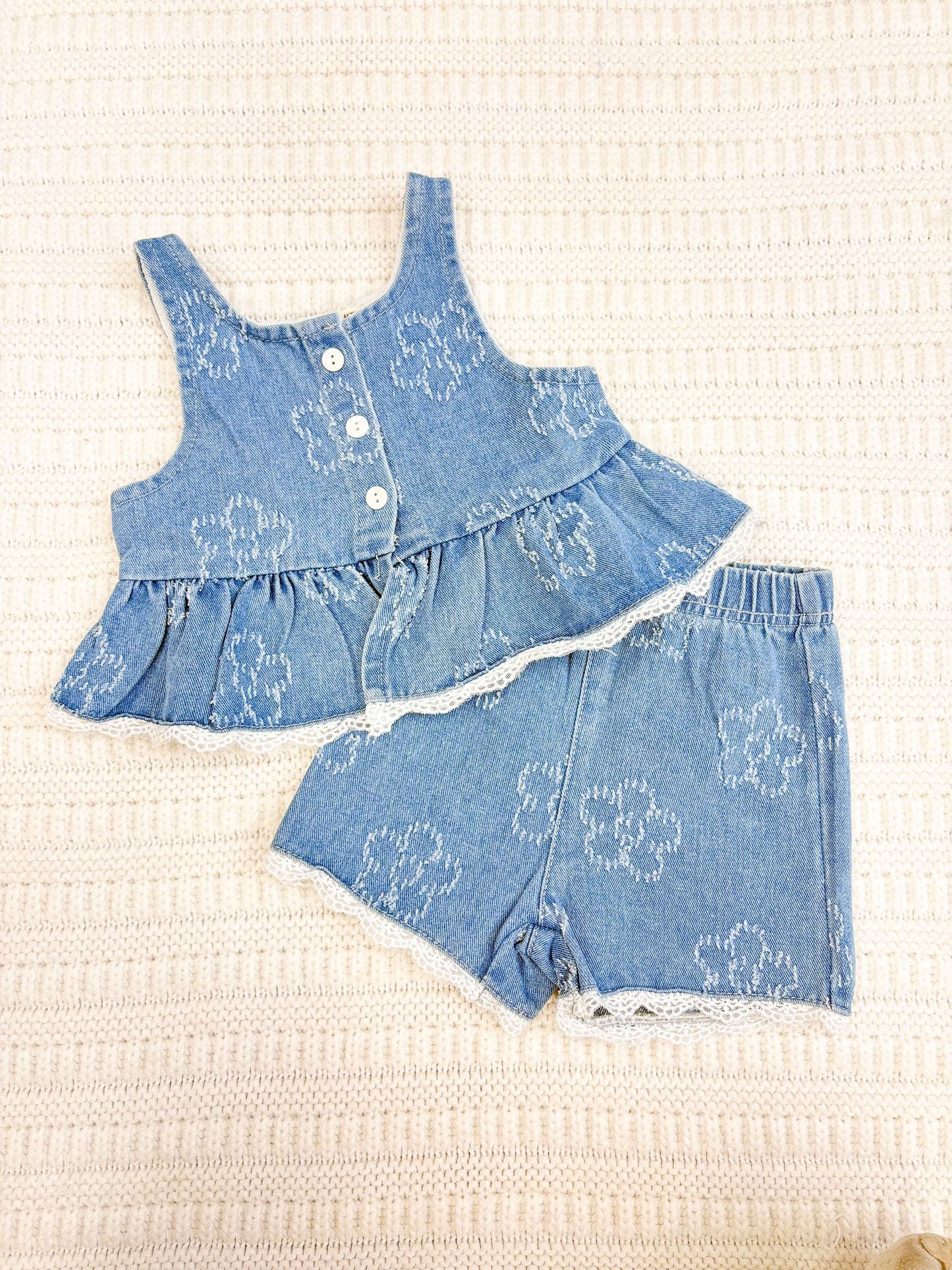 Toddler Girls Embroidered Peplum Top & Shorts Set
