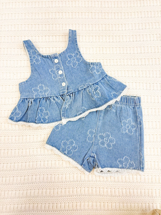 Toddler Girls Embroidered Peplum Top & Shorts Set