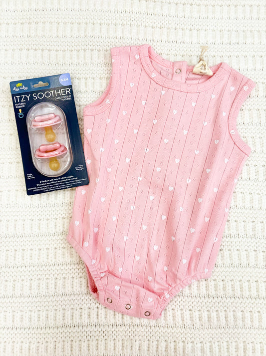 Infant Girls Heart Organic Pointelle Bubble Bodysuit
