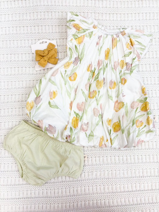 Infant Girl Tulip Field Organic Cotton Dress