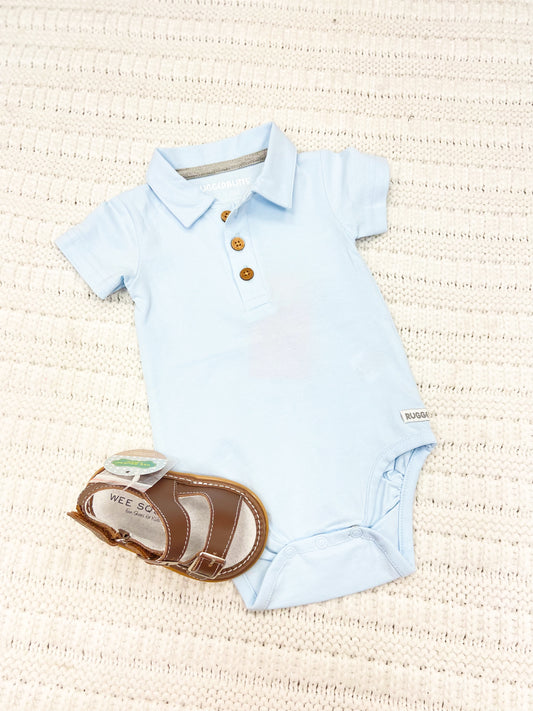 Baby Boys Light Blue Short Sleeve Polo Bodysuit