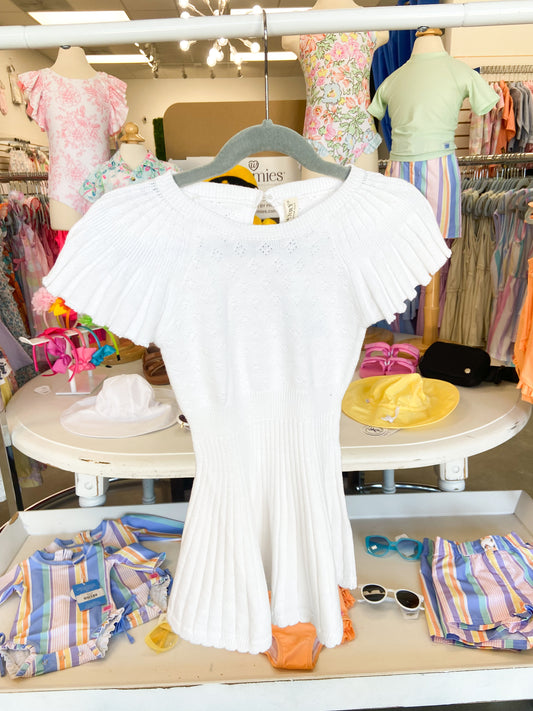 Girls Flutter Sleeve Sweater Dress