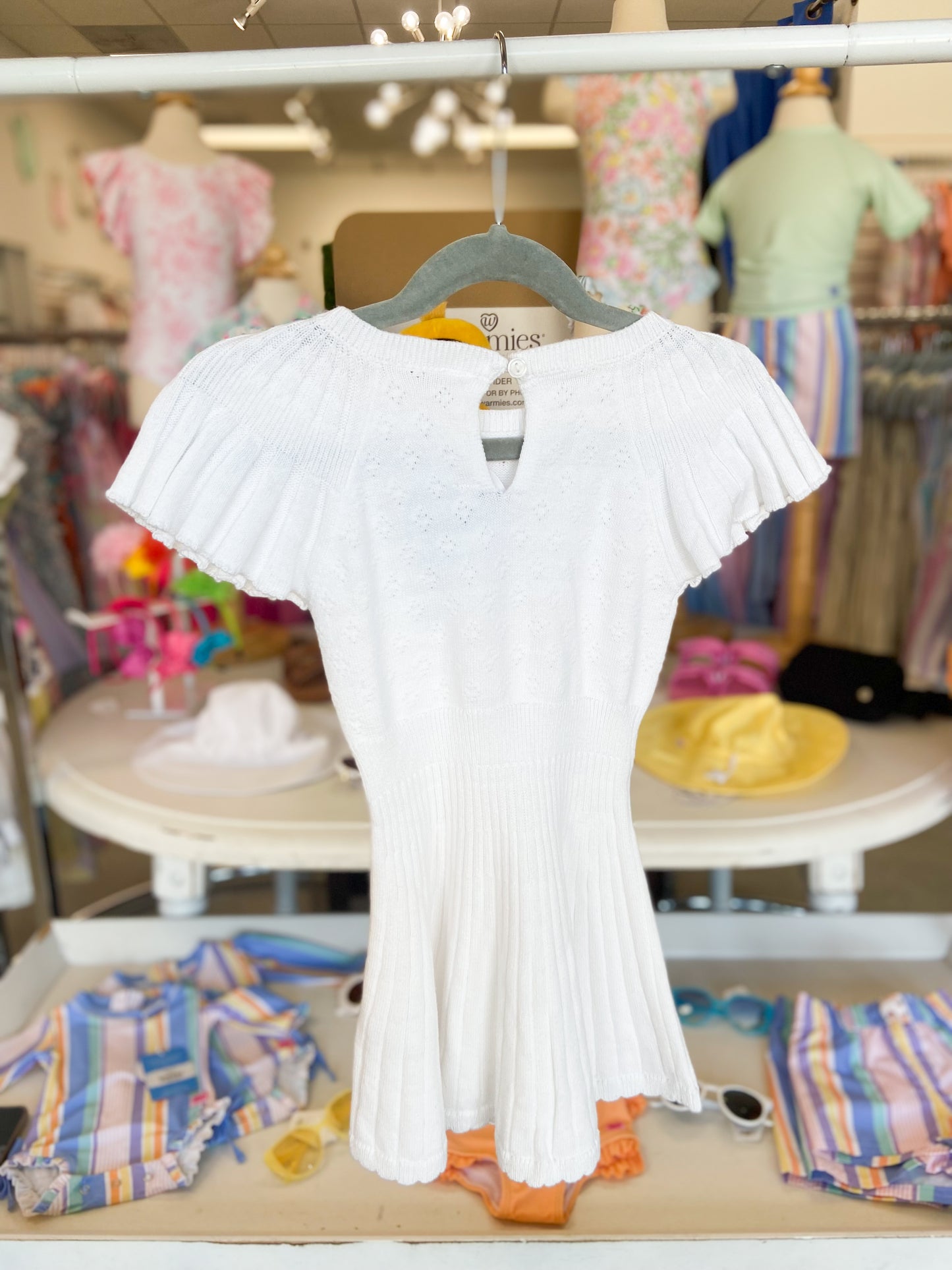 Girls Flutter Sleeve Sweater Dress