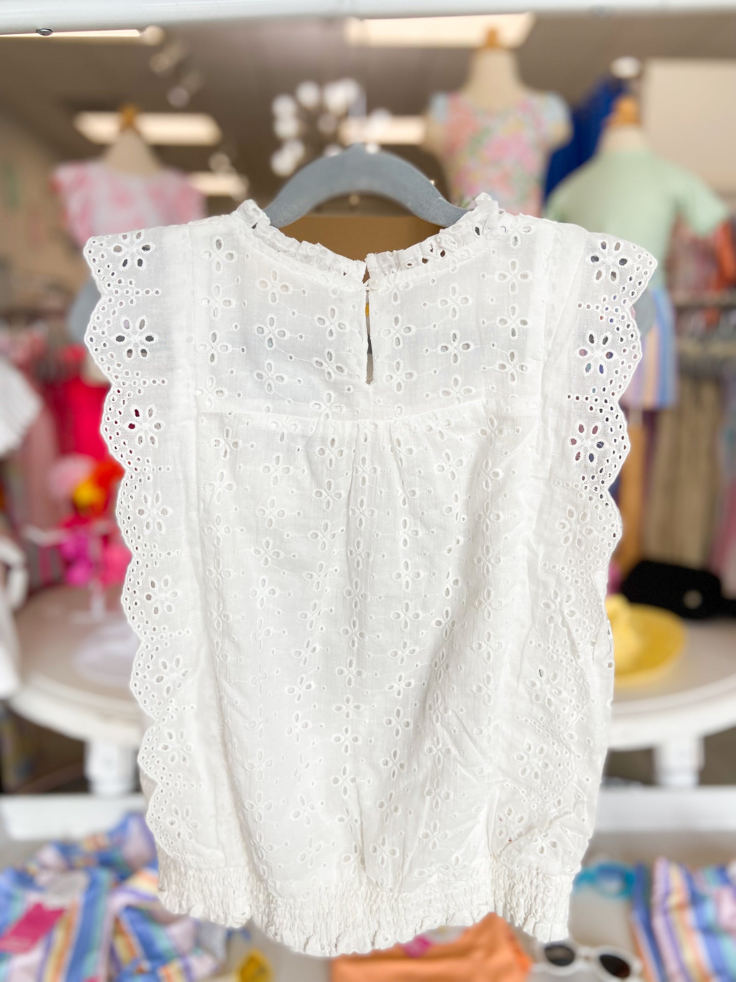 Girls Paisley Eyelet Square Neck Top