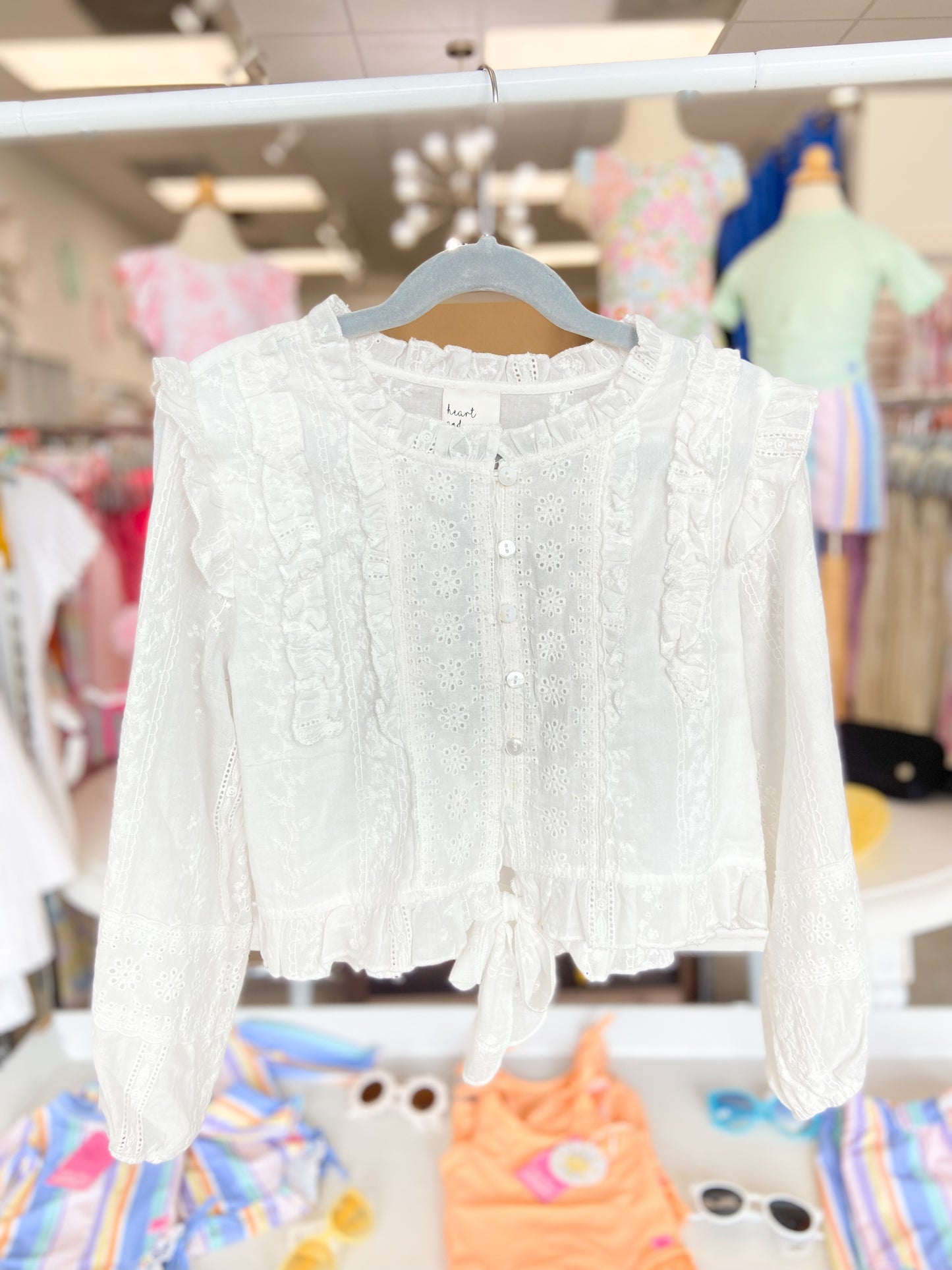 Tweed Cropped Button Down Long Sleeve Top