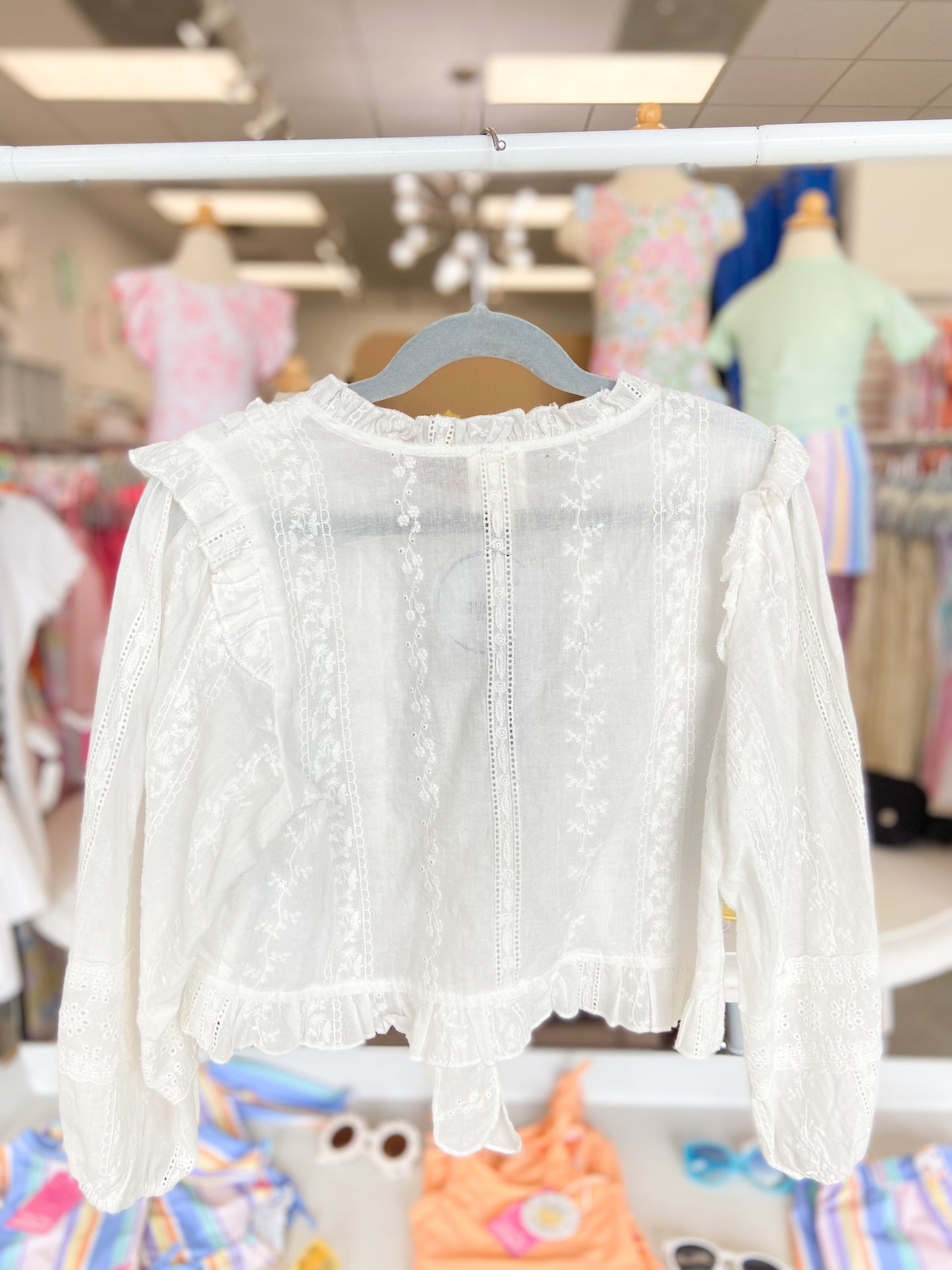 Tweed Cropped Button Down Long Sleeve Top