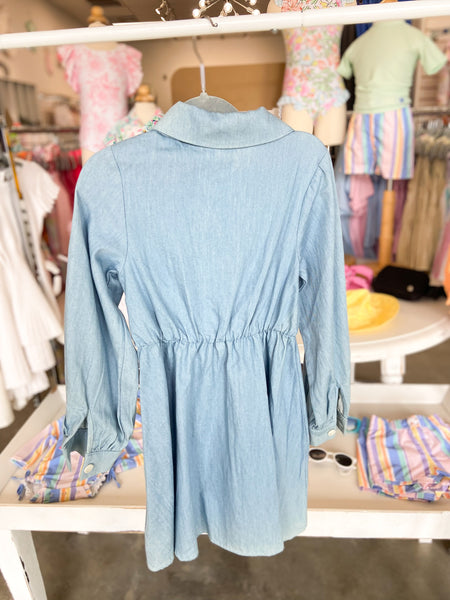 Long Sleeve Blue Shirt Dress