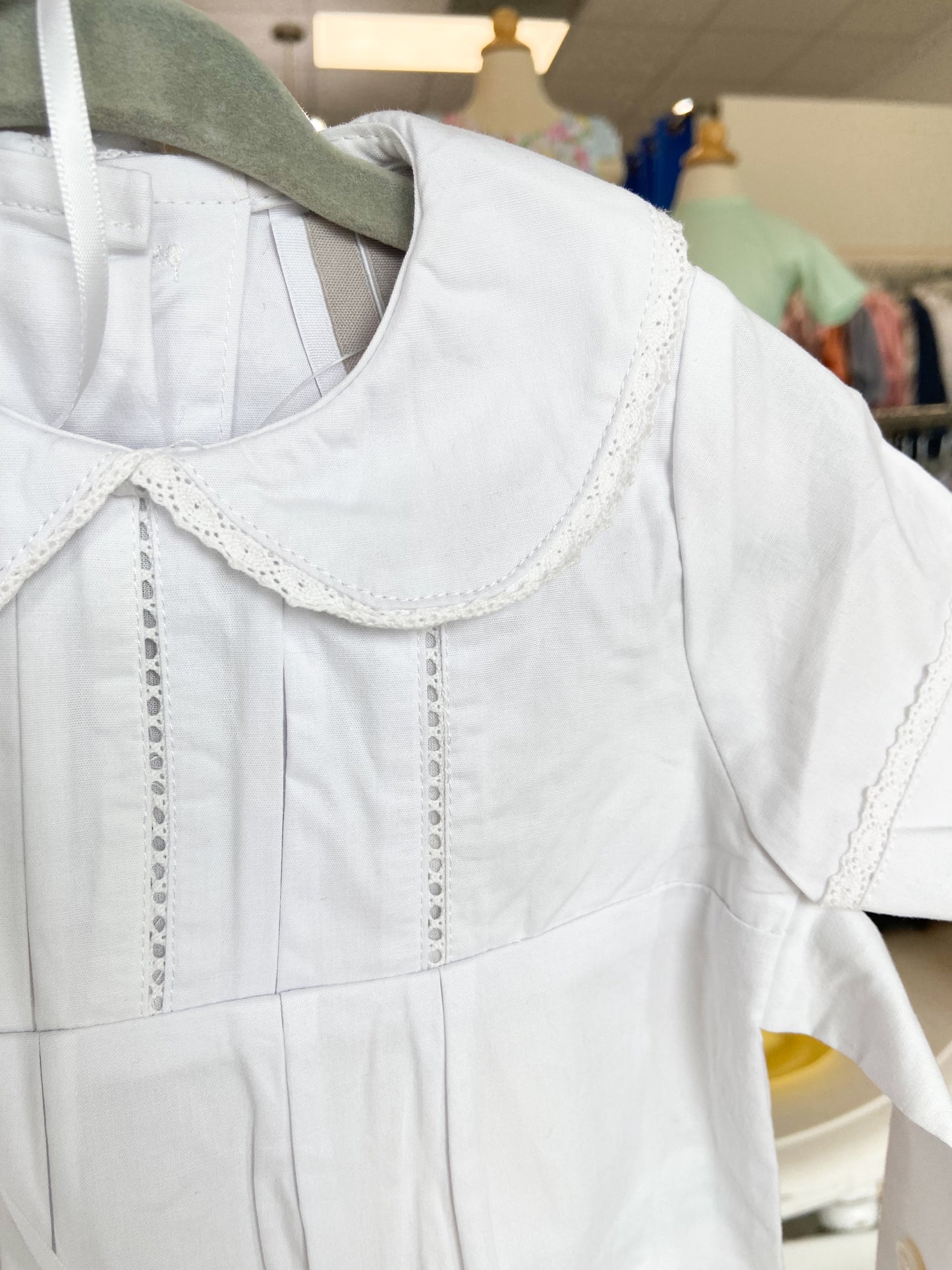 Baby Girls Collared Button Romper & Bonnet Set