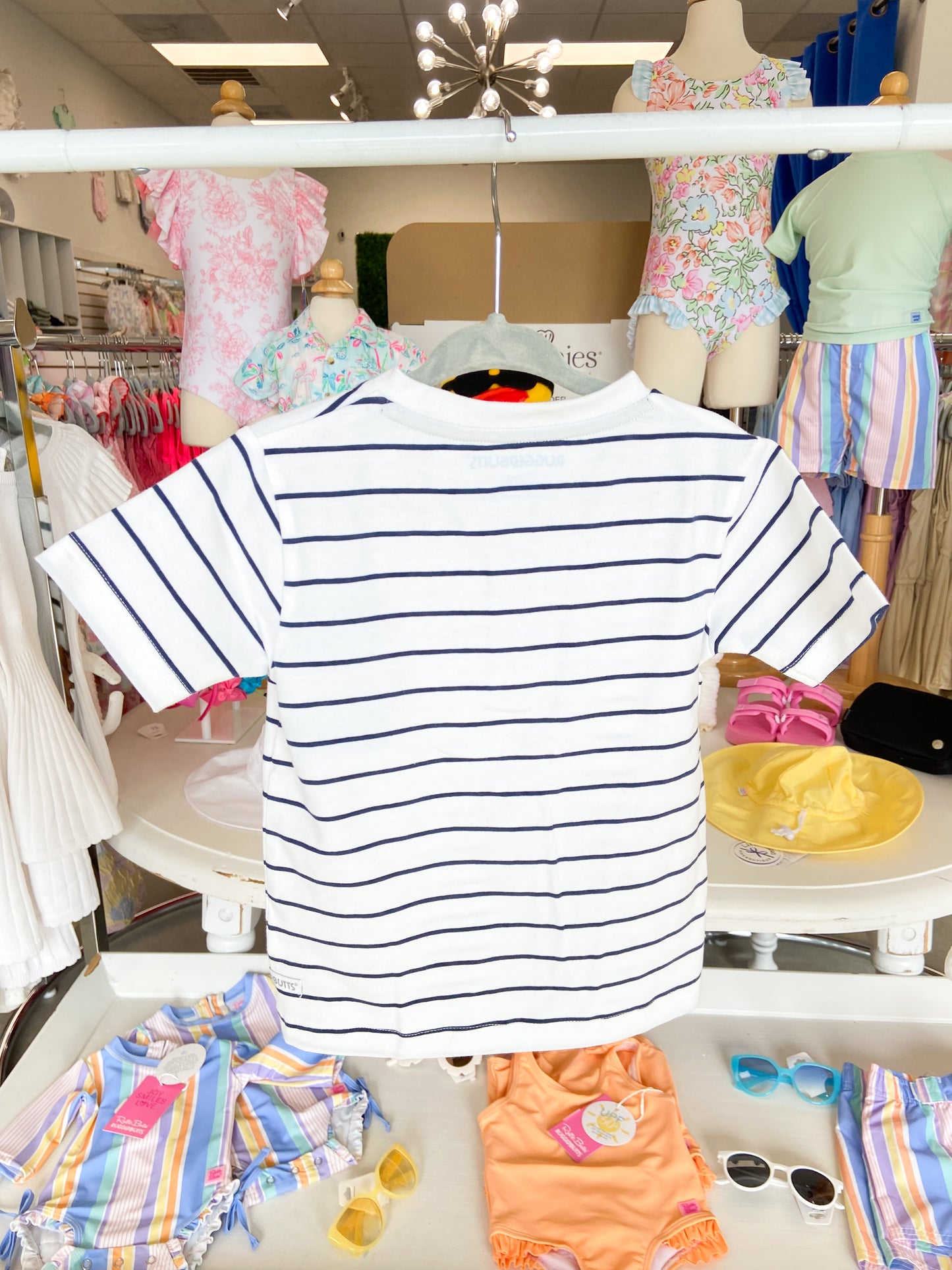 Toddler Boys White & Navy Stripe Short Sleeve Henley