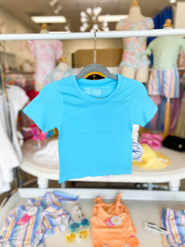 Youth Girls Ribbed Short Sleeve Top