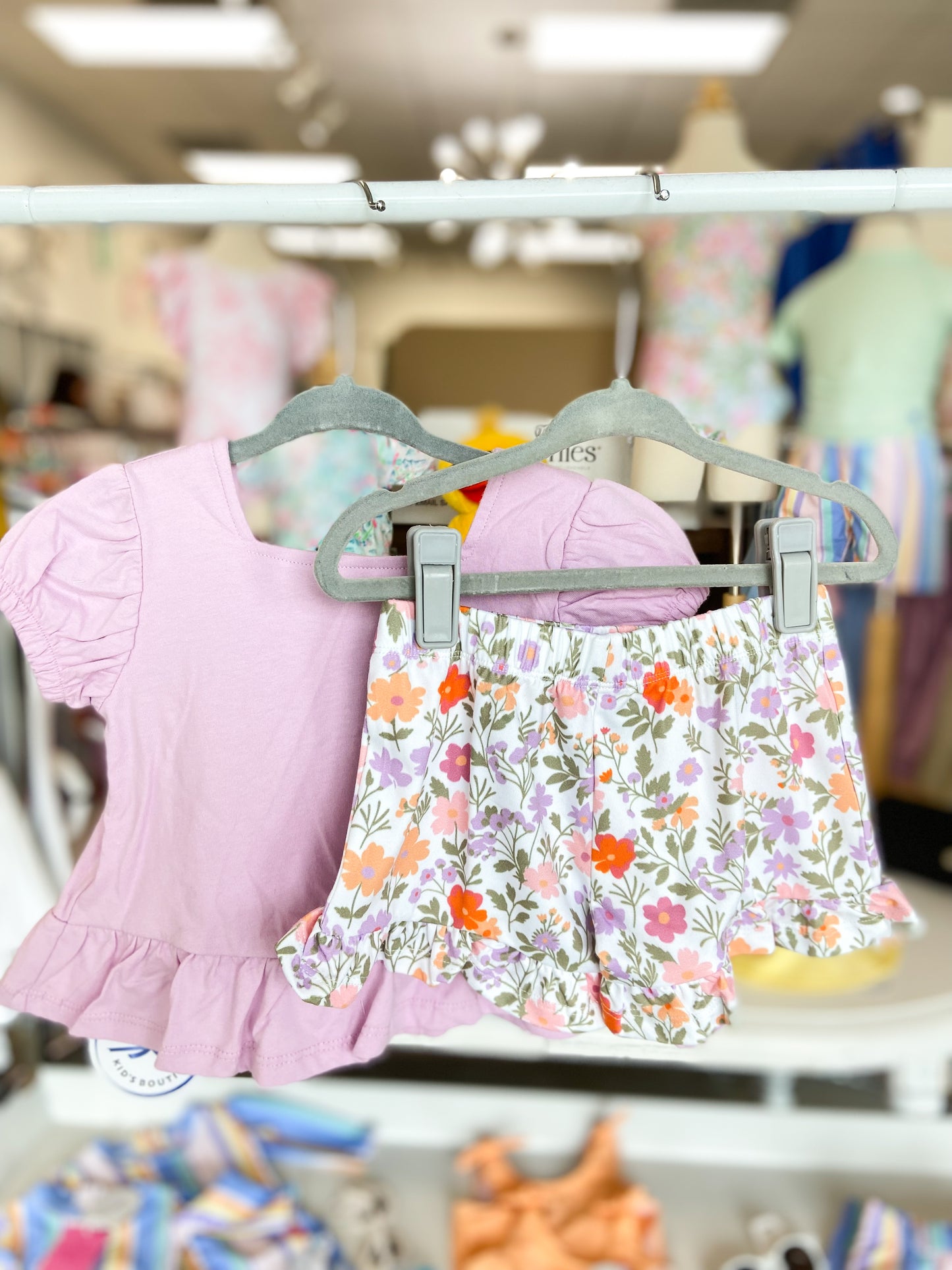 Infant and Toddler Girls Puff Sleeve Top & Floral Shorts Set