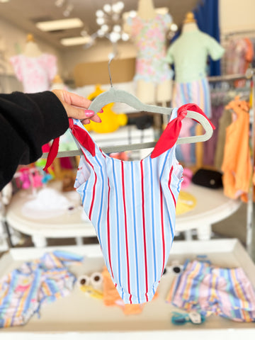 Girls Stripe One Piece Swimsuit