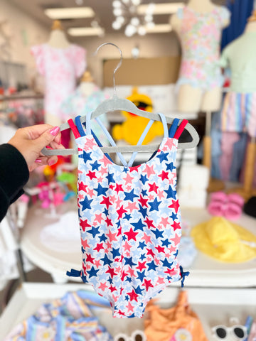 Girls Star-Spangled Cross Back Swimsuit