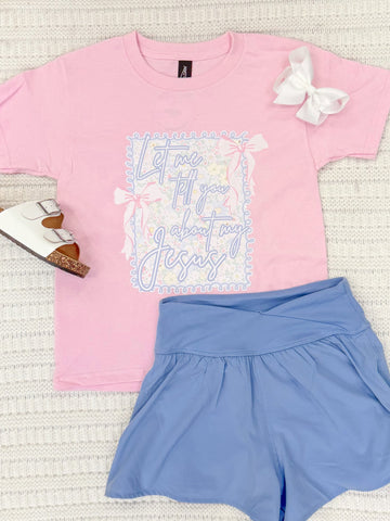 Youth Girls Floral Jesus Short Sleeve Tee