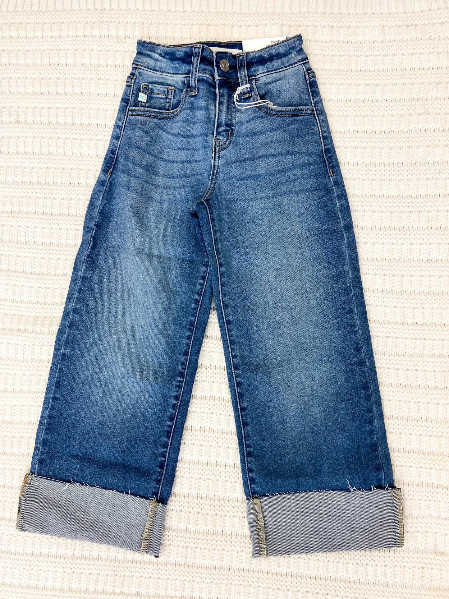 KanCan Youth Open Pack High Rise Crop Wide Leg Jeans