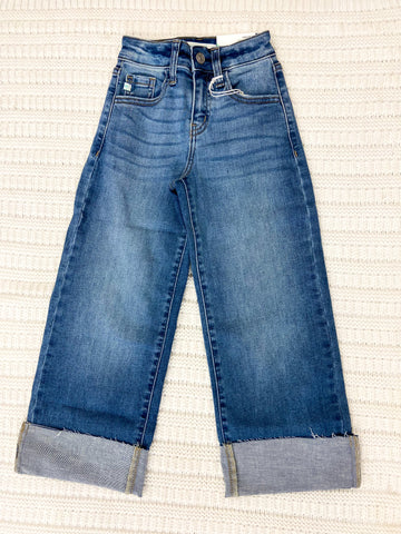 KanCan Youth Open Pack High Rise Crop Wide Leg Jeans