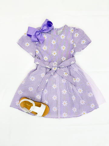 Toddler & Youth Girls Gingham Daisies Seersucker Dress