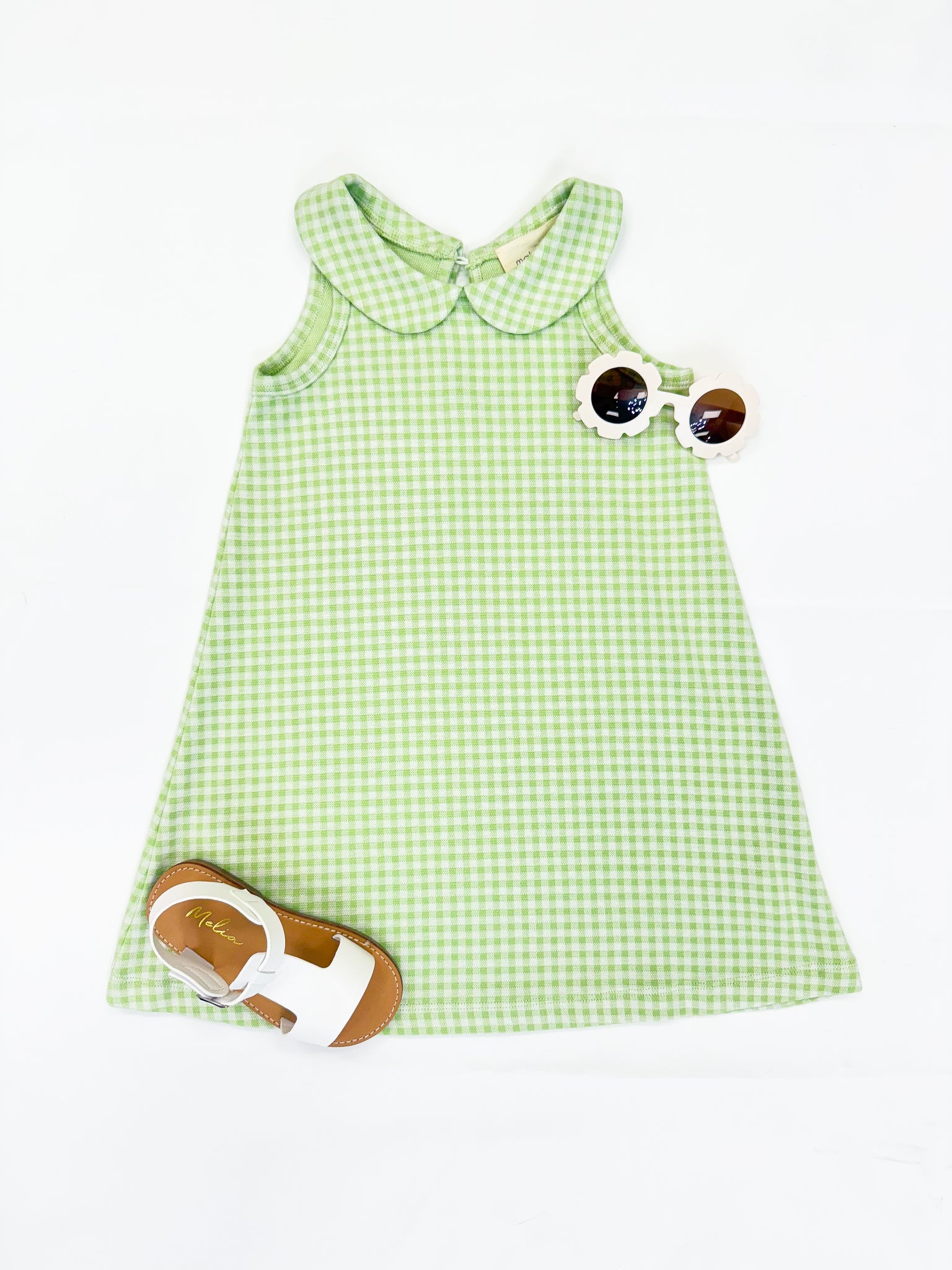 Youth Girls Checkered Green Dress