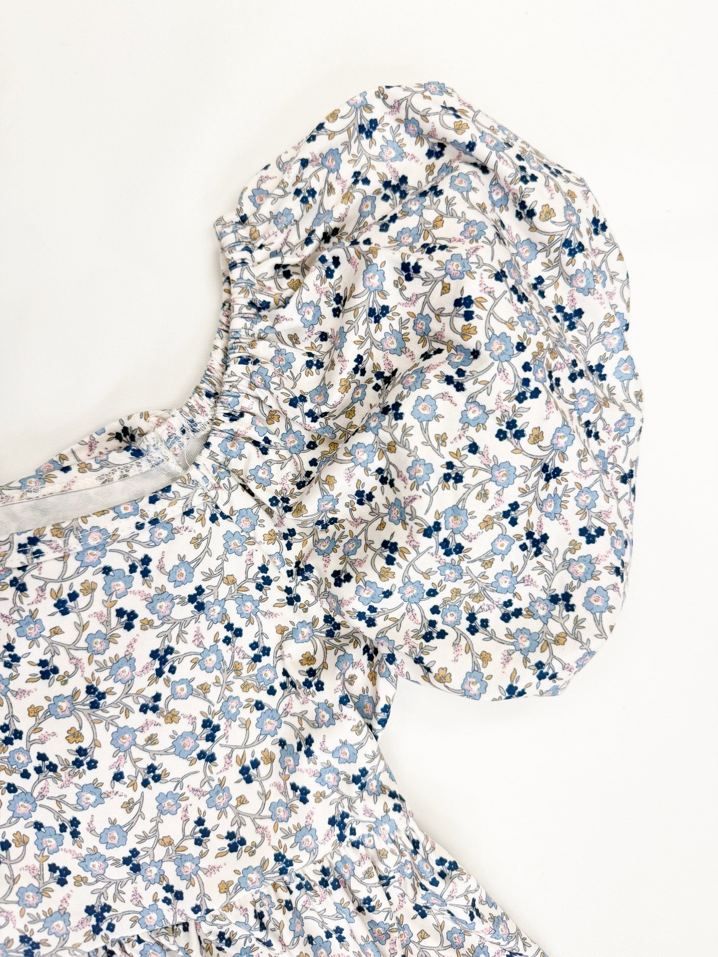 Girls Bubble Sleeve Floral Dress