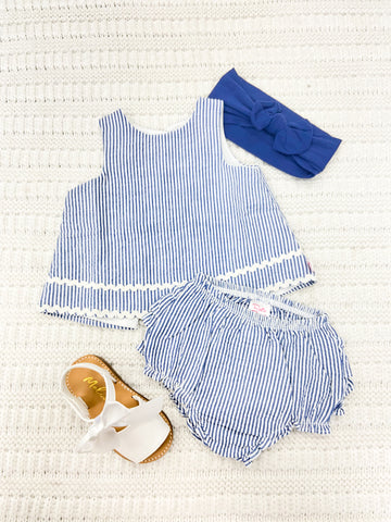 Ruffle Butts Baby Girls Blue Swing Top & Bloomer Set