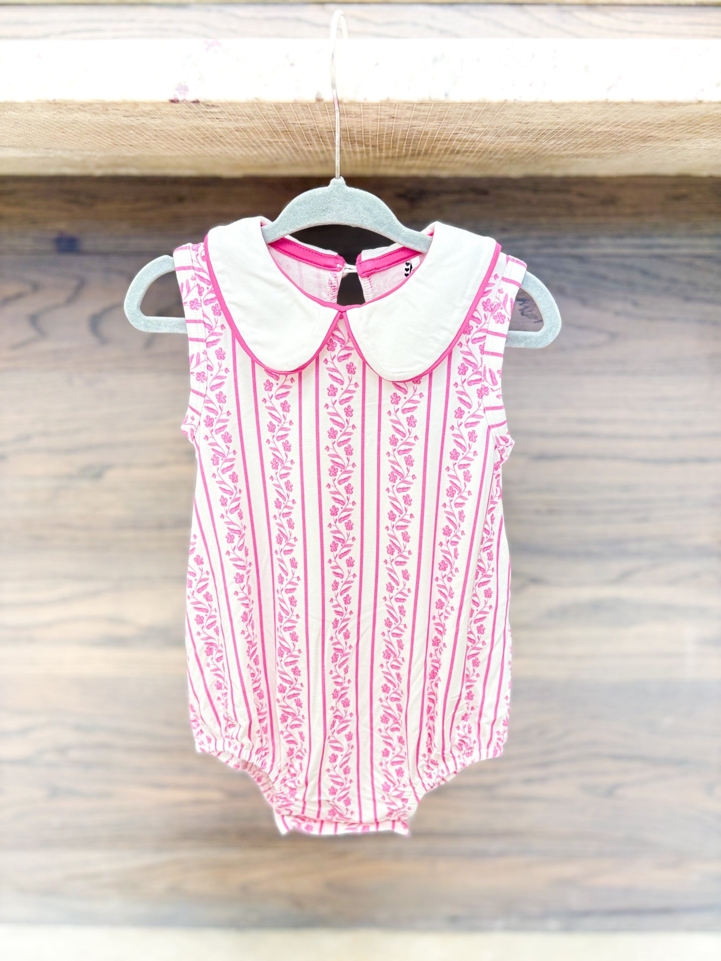 Infant Girls Collared Floral Bubble Romper