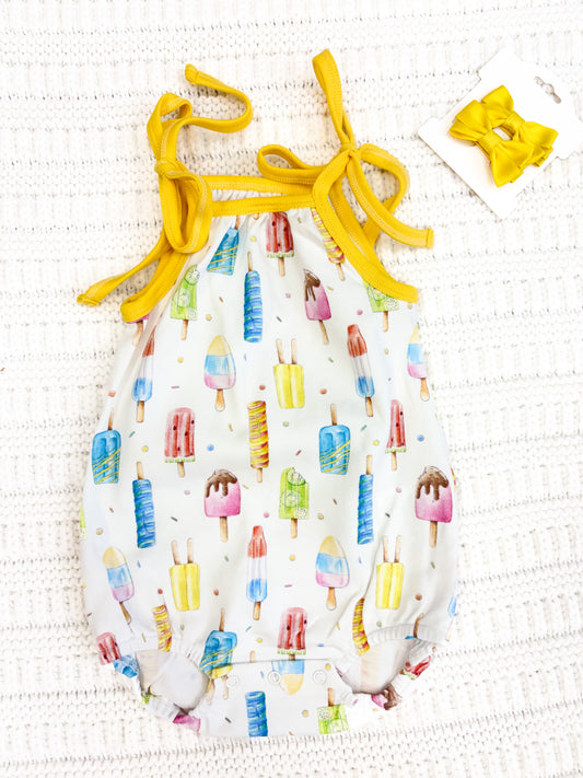 Infant Girl Let's Chill Organic Cotton Shoulder Tie Onesie