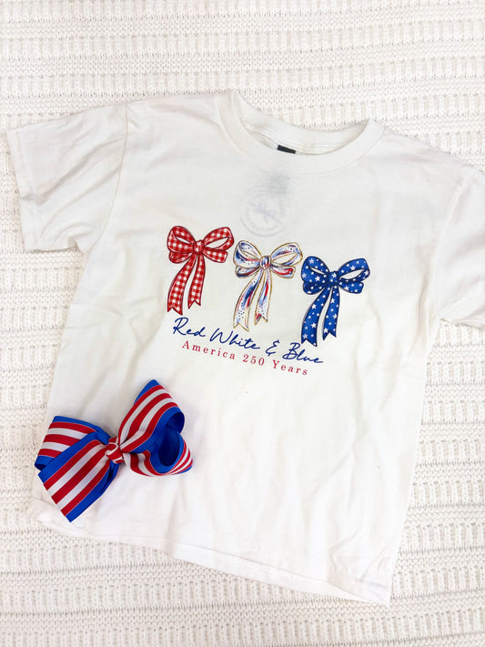 Youth Girls Red White & Blue Graphic Tee