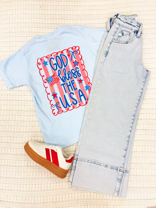 Youth Girls God Bless The USA Graphic Tee