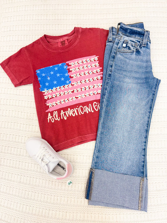 Youth Girls All American Girls Short Sleeve Graphic