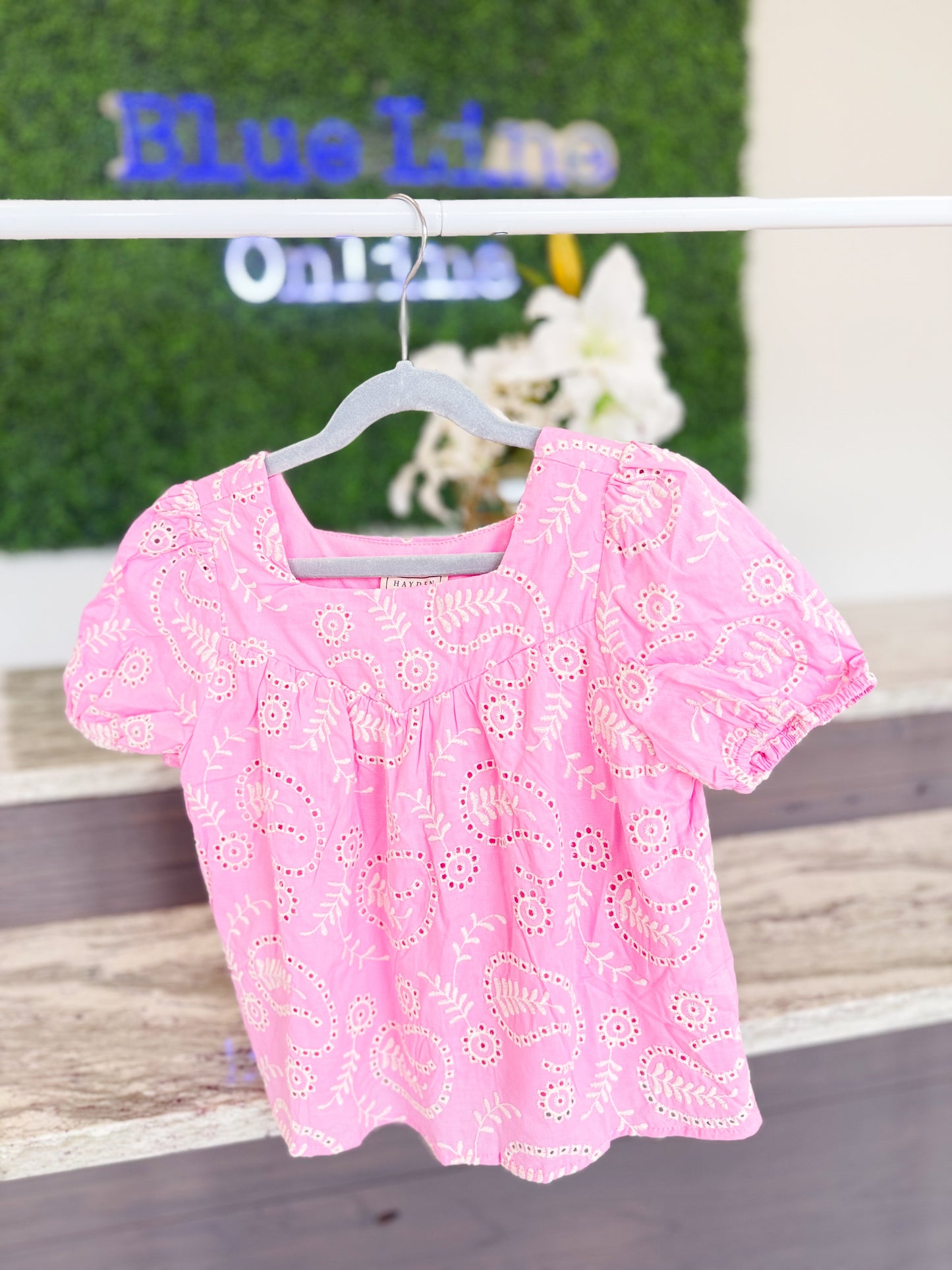 Youth Girls Botanical Embroidered Top