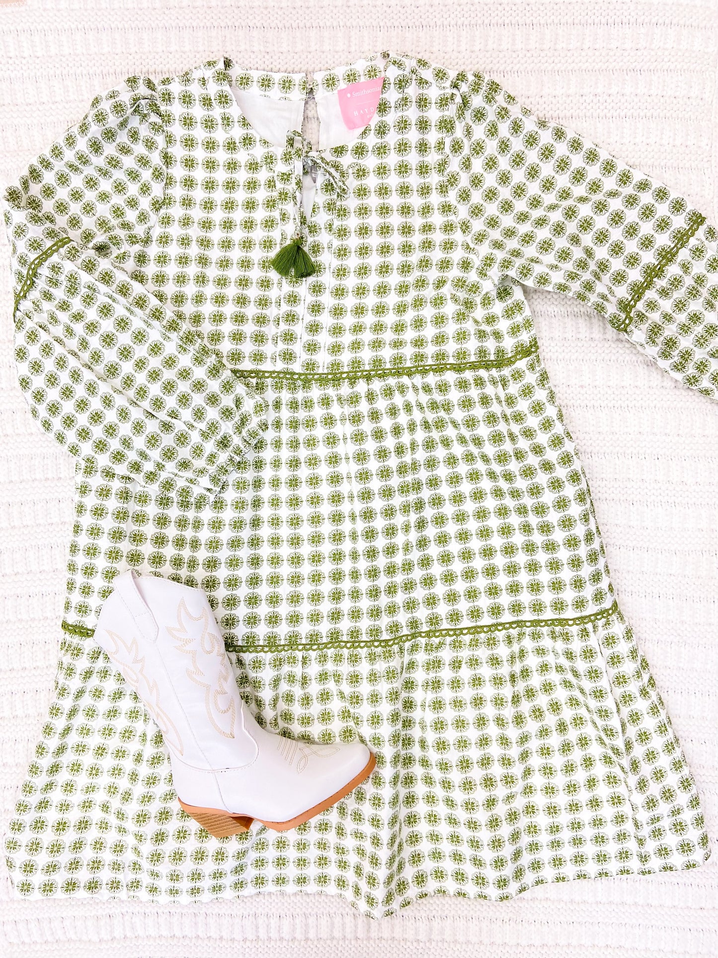 Youth Girls Floral Tiered Long Sleeve Dress