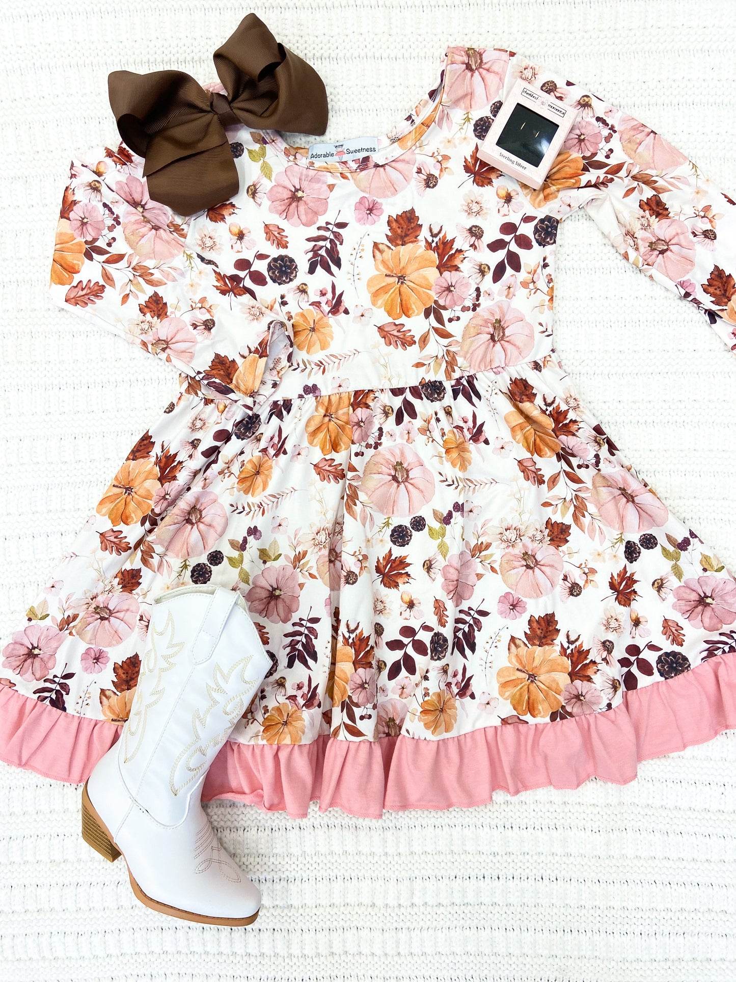 Girls Floral Ruffle Pumpkin Dress