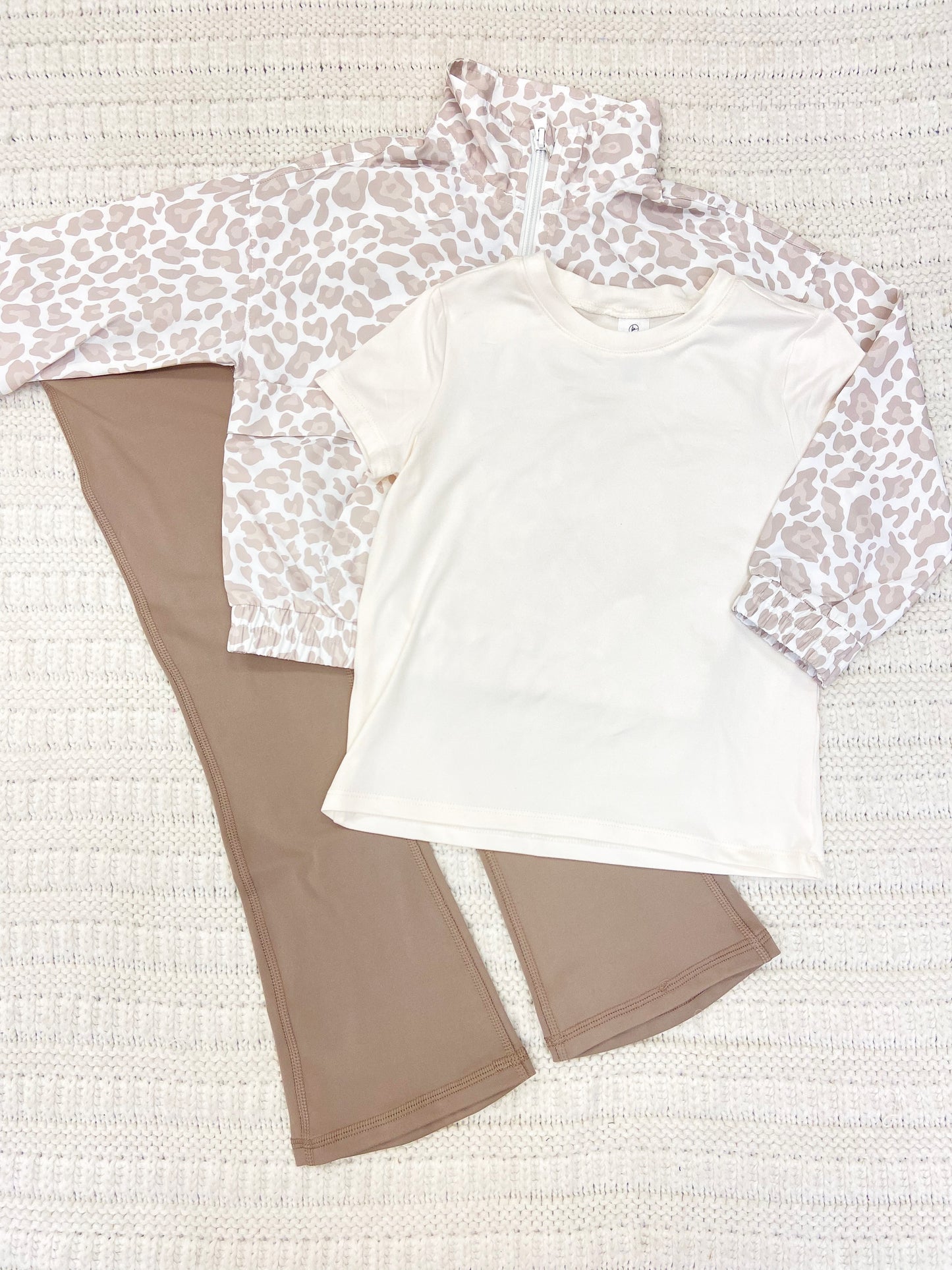Toddler Girls Half Zip Windbreaker, Tee, Flare Pants Set