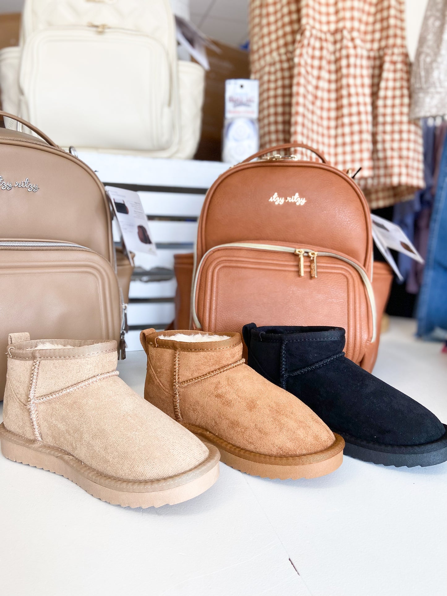 Youth Kids Suede Sherpa Slip On Ankle Boot