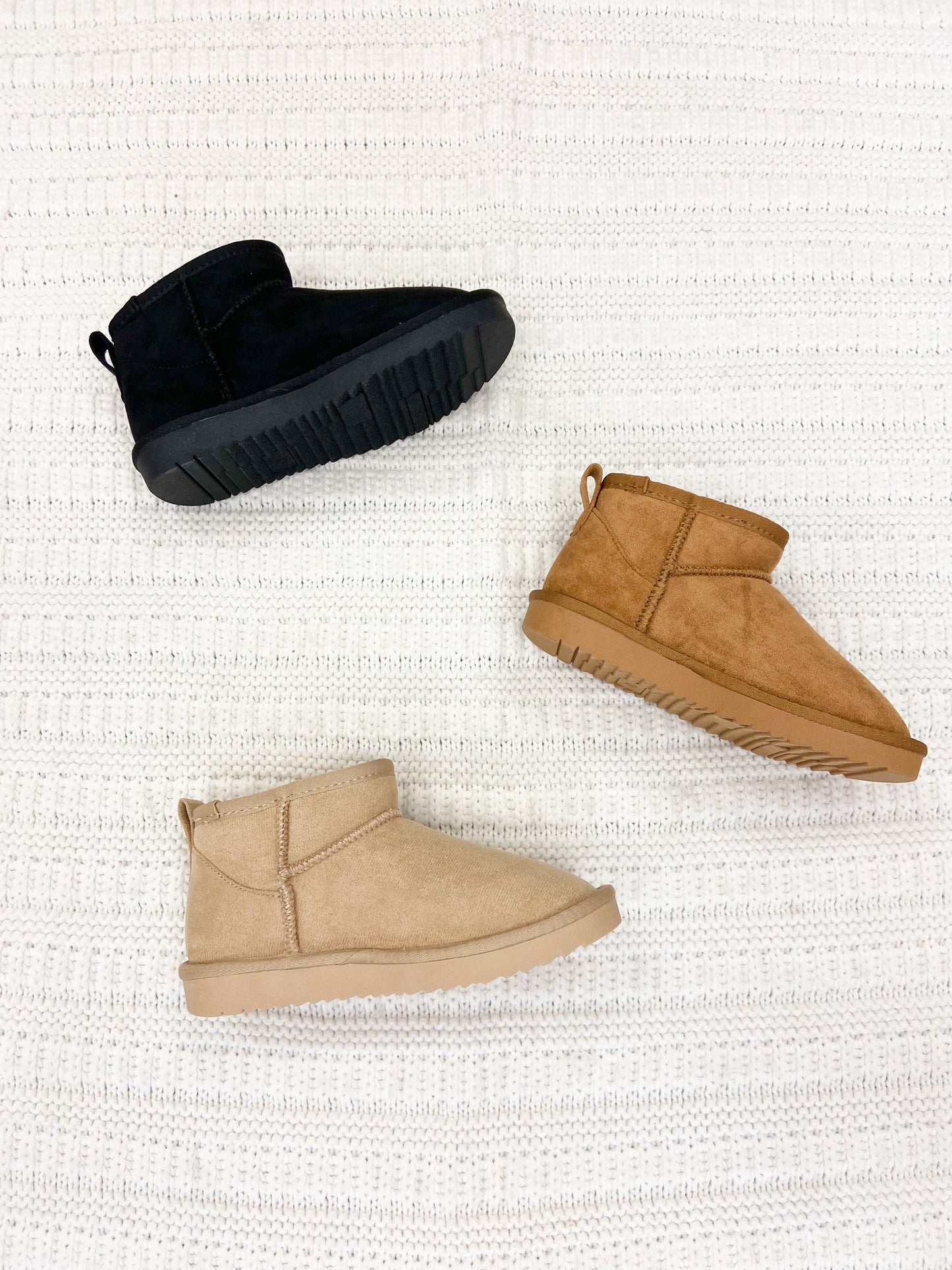 Youth Kids Suede Sherpa Slip On Ankle Boot