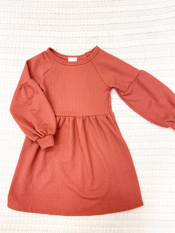 Girls Mauve Long Sleeve Knit Dress