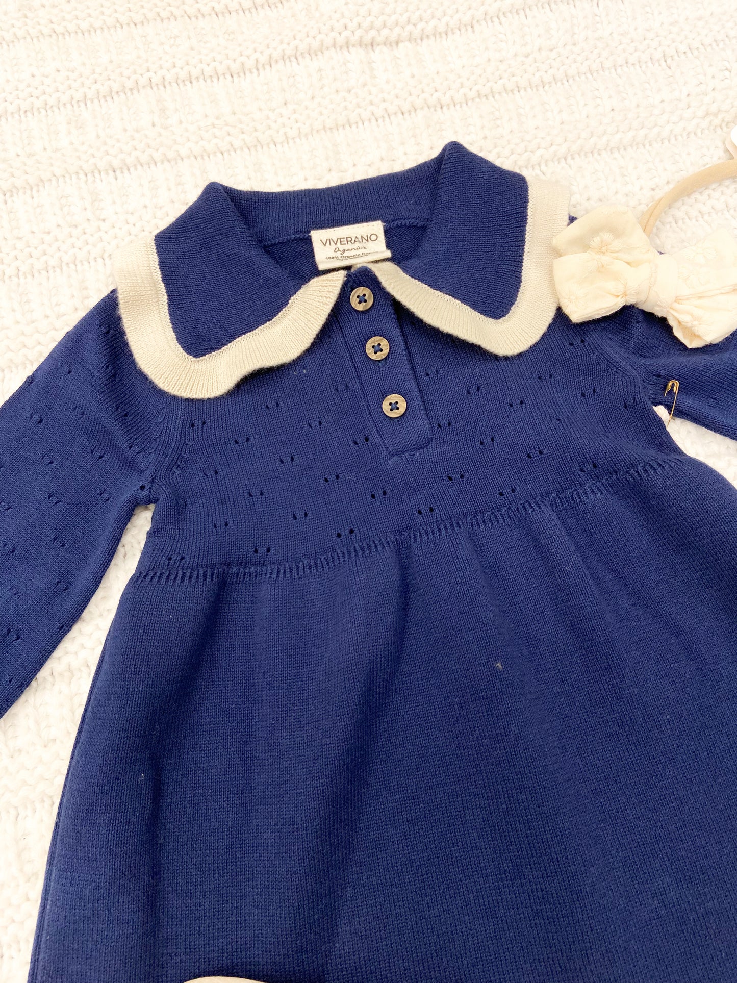 Infant Girls Adeline Ruffle Collar Sweater Knit Baby Dress