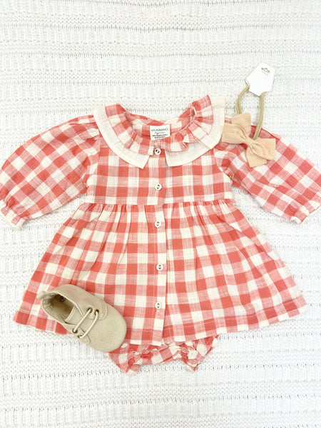 Infant Girls Gingham Dress & Bloomer Set