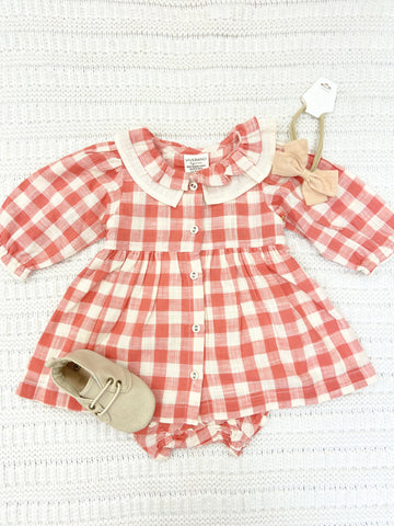 Infant Girls Gingham Dress & Bloomer Set