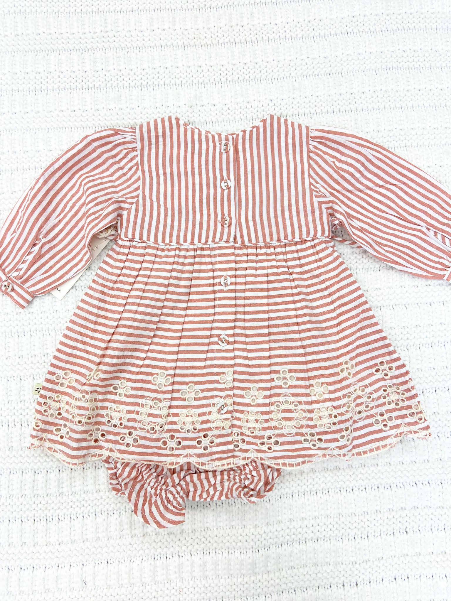 Infant Girls Stripe Embroidered Dress & Bloomer Set
