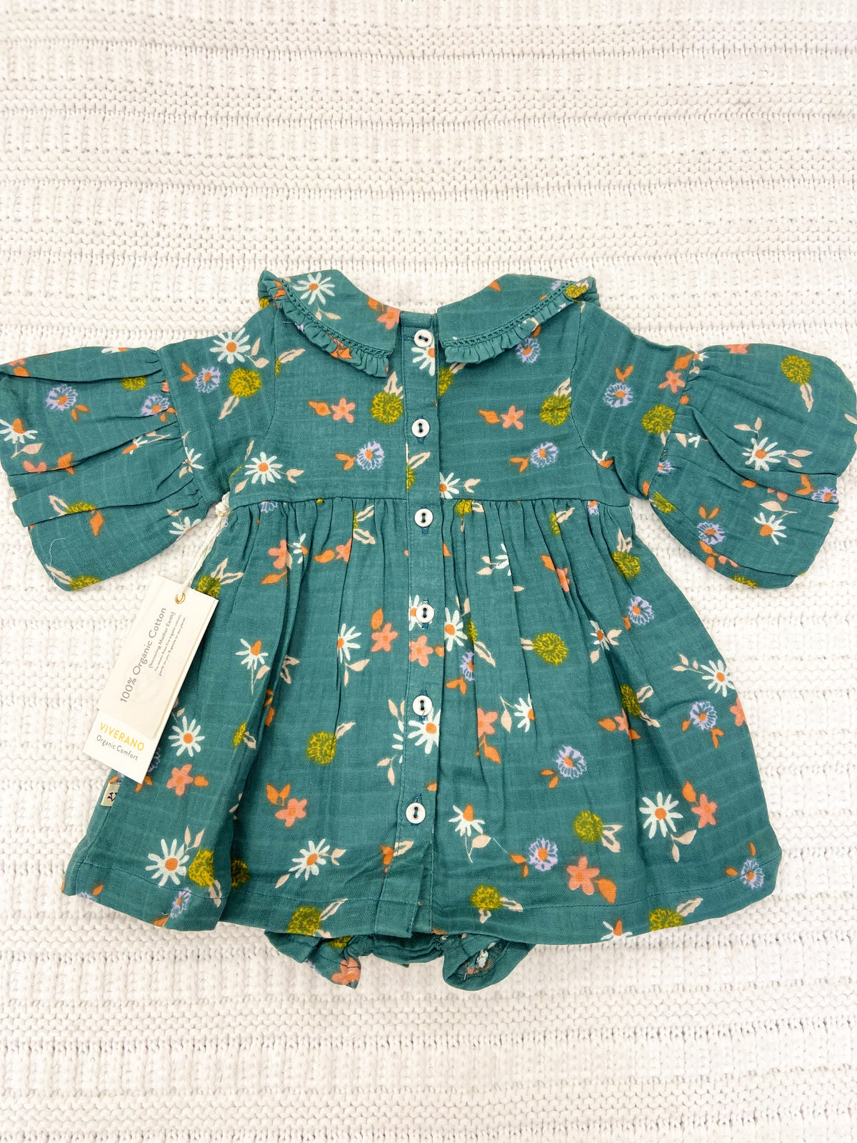 Infant Girls Collared Floral Dress & Bloomer Set