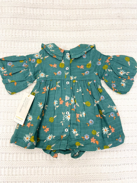Infant Girls Collared Floral Dress & Bloomer Set