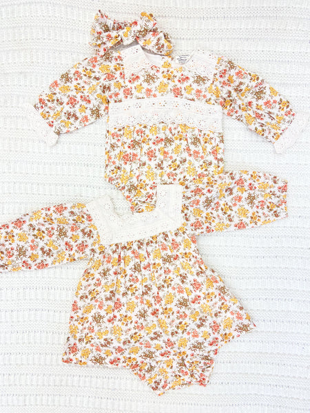 Infant Girls Eyelet Floral Dress & Bloomer Set