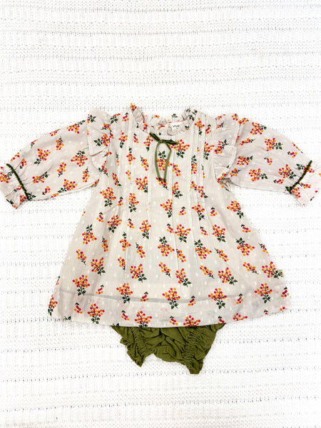 Infant Girls Floral Dress & Bloomer Set